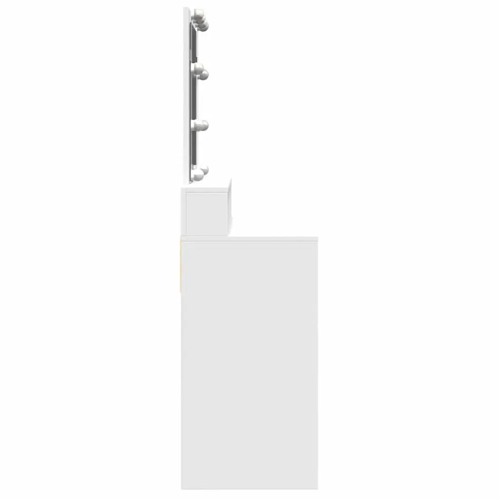 White Vanity Table with LED Mirror and Storage