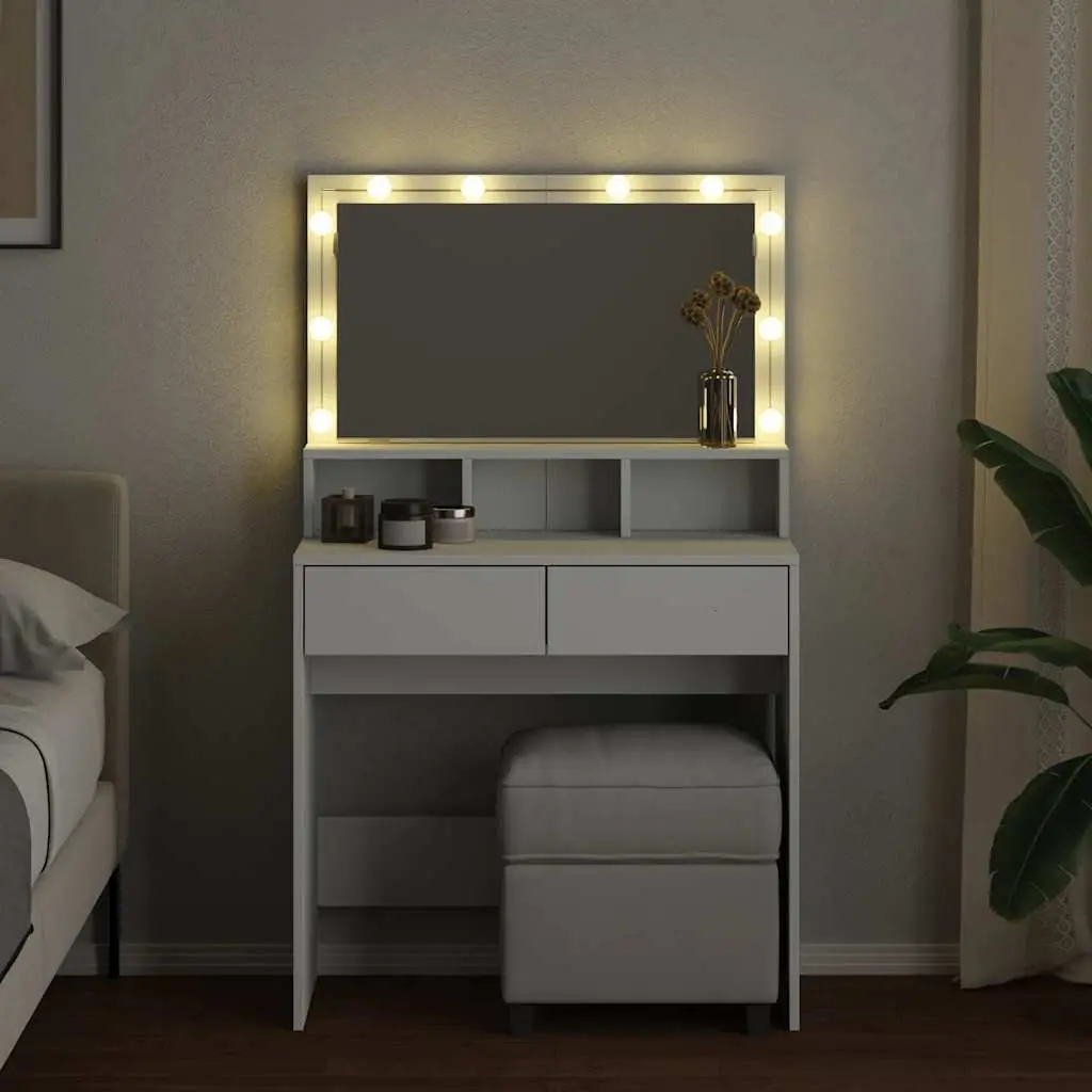 White Dressing Table with LED Lighting