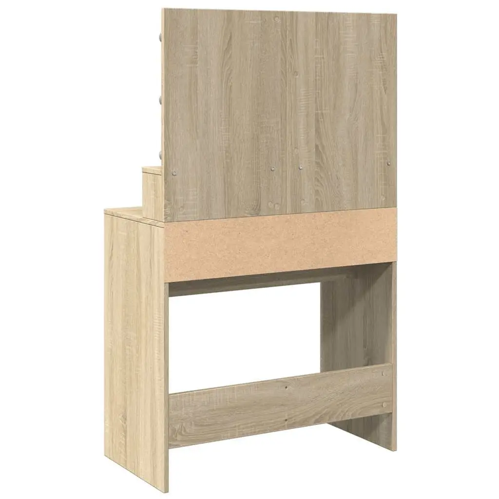 Dressing Table LED Mirror Storage 80x41x134.5cm Brown