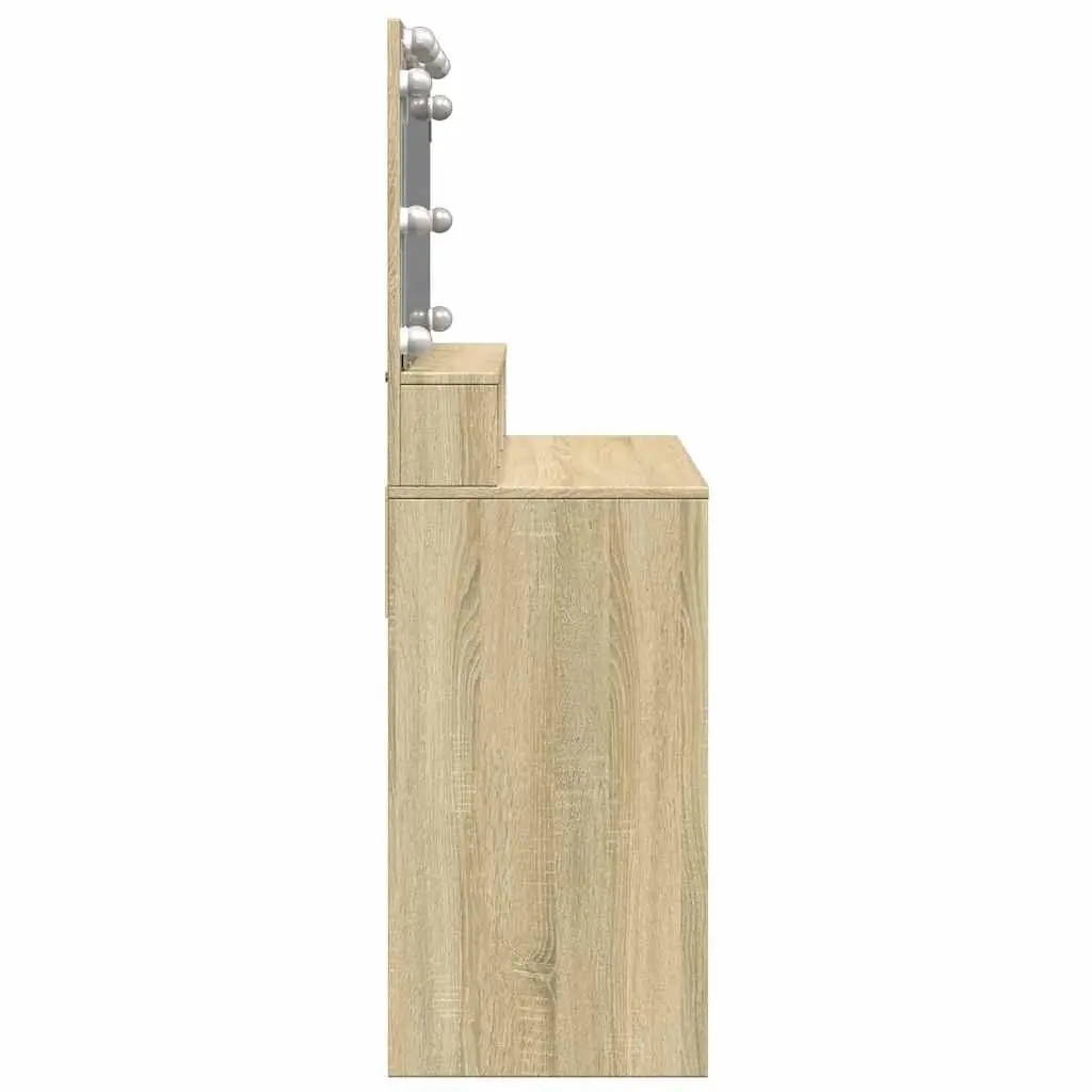 Dressing Table LED Mirror Storage 80x41x134.5cm Brown