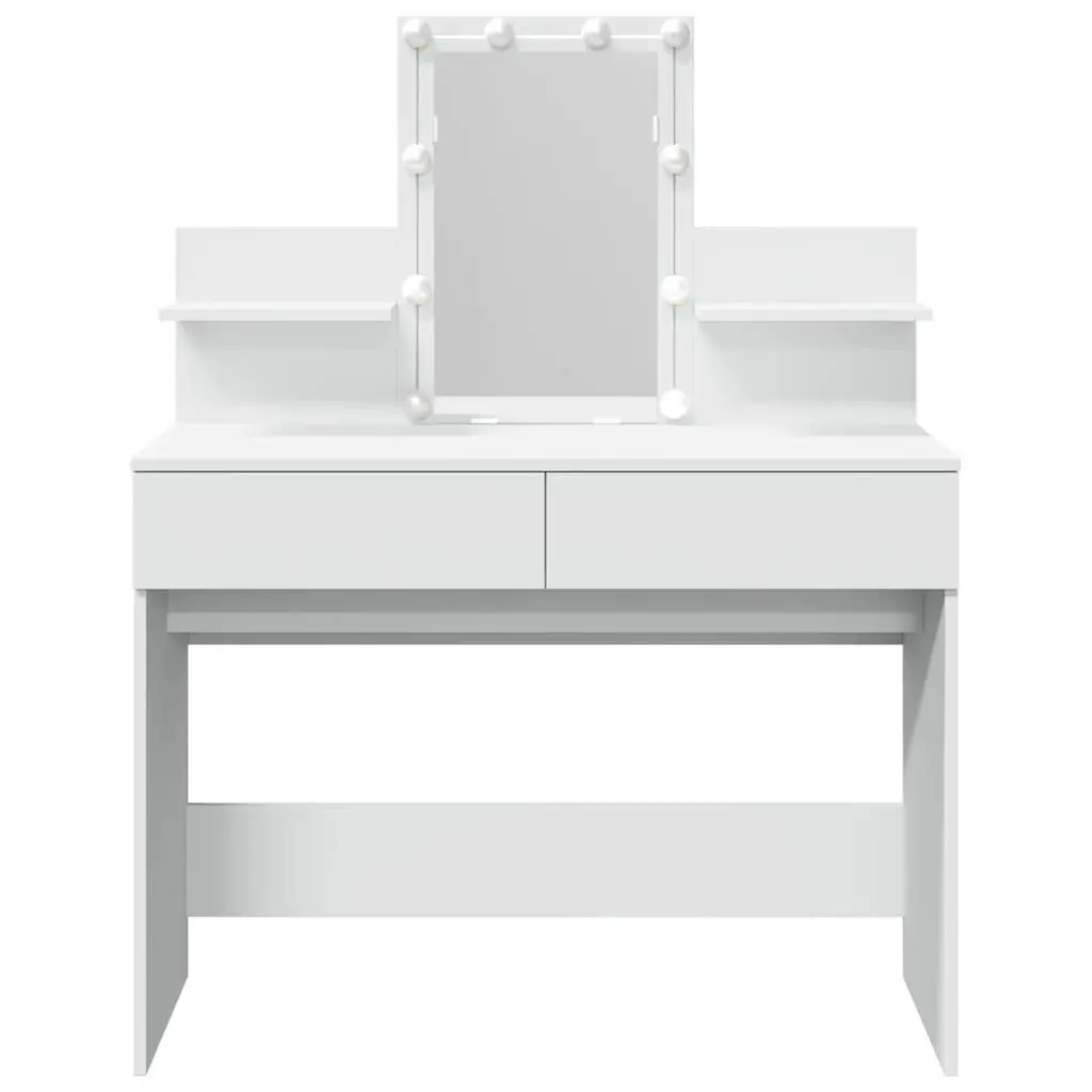 Bedroom Dressing Table with LED Mirror White Vanity Makeup Desk Storage Drawers