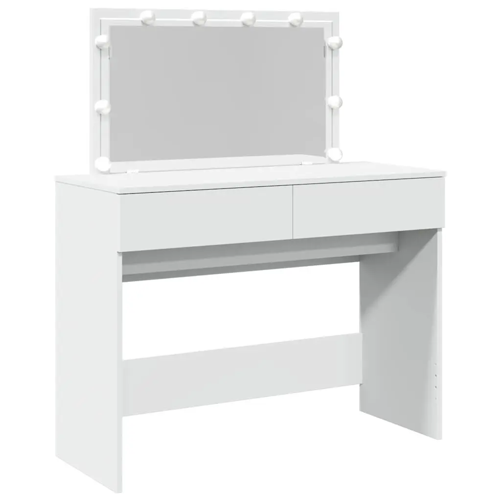 Dressing Table LED Mirror White Bedroom Vanity 2 Drawers Storage Desk