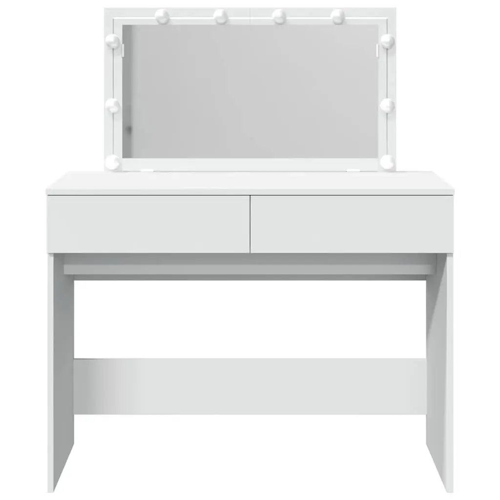 Dressing Table LED Mirror White Bedroom Vanity 2 Drawers Storage Desk