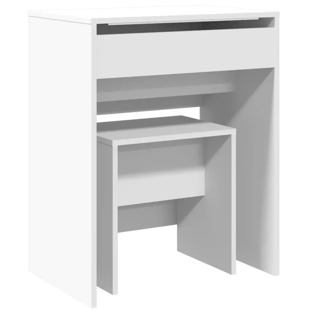 White Dressing Table with Mirror Stool Bedroom Vanity Makeup Storage