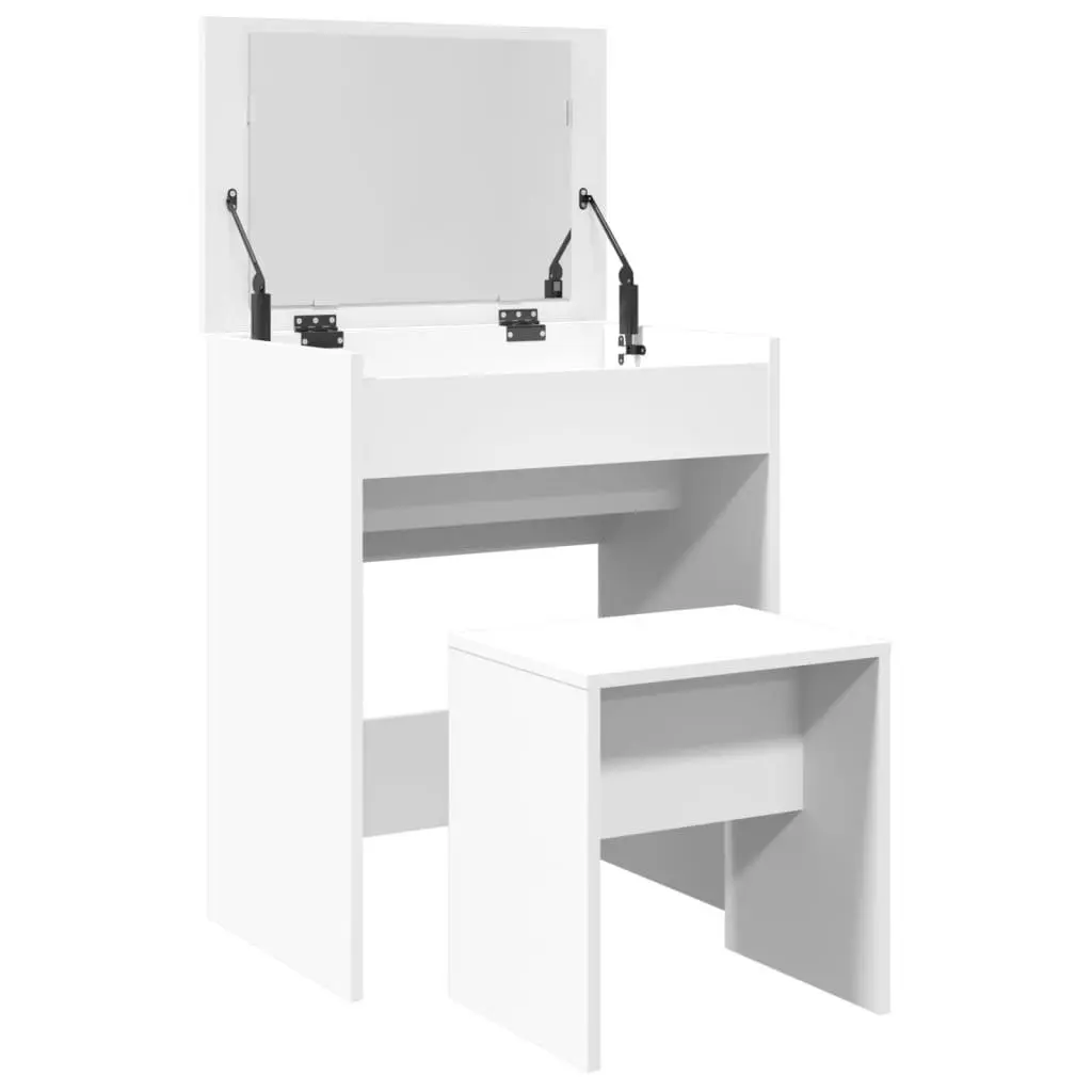White Dressing Table with Mirror Stool Bedroom Vanity Makeup Storage