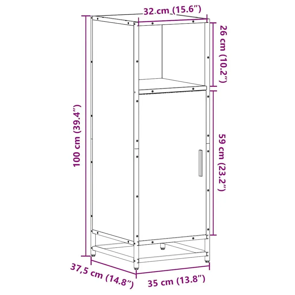 Bathroom Cabinet Storage 35x37.5x100cm Engineered Wood Brown Sonoma Oak
