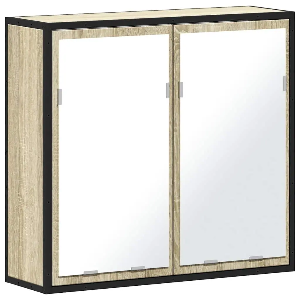 Bathroom Mirror Cabinet Wall-Mounted Storage Unit 65W x 20D x 60H cm Brown Engineered Wood