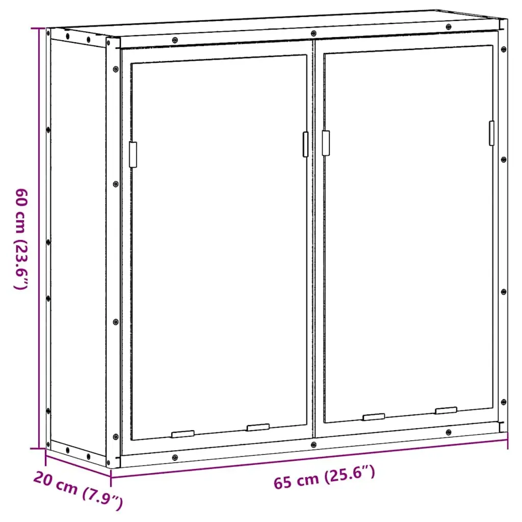 Bathroom Mirror Cabinet Wall-Mounted Storage Unit 65W x 20D x 60H cm Brown Engineered Wood