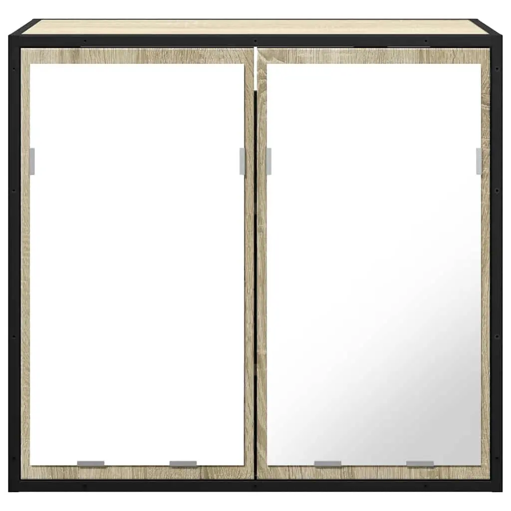 Bathroom Mirror Cabinet Wall-Mounted Storage Unit 65W x 20D x 60H cm Brown Engineered Wood