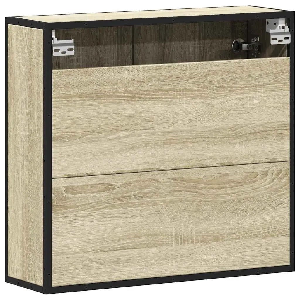 Bathroom Mirror Cabinet Wall-Mounted Storage Unit 65W x 20D x 60H cm Brown Engineered Wood