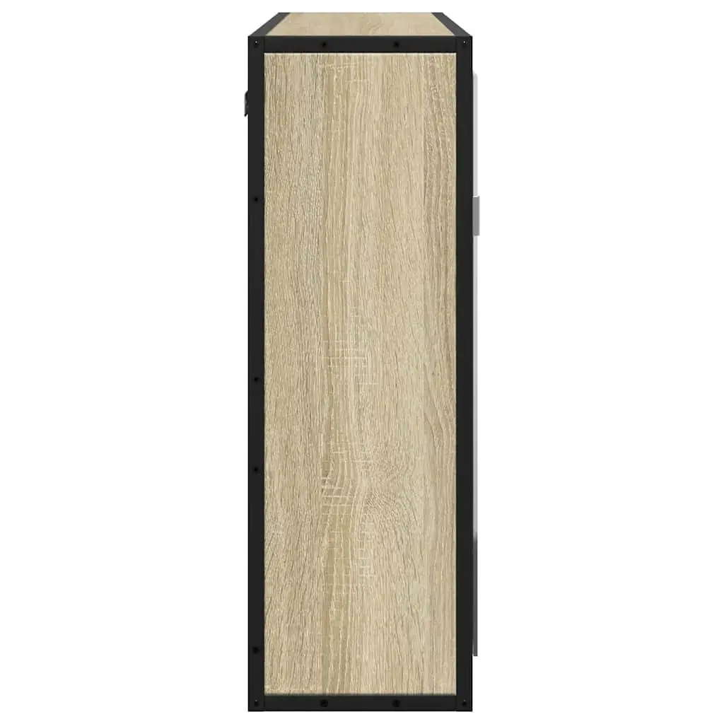 Bathroom Mirror Cabinet Wall-Mounted Storage Unit 65W x 20D x 60H cm Brown Engineered Wood