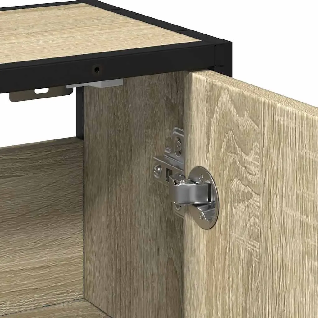Bathroom Mirror Cabinet Wall-Mounted Storage Unit 65W x 20D x 60H cm Brown Engineered Wood