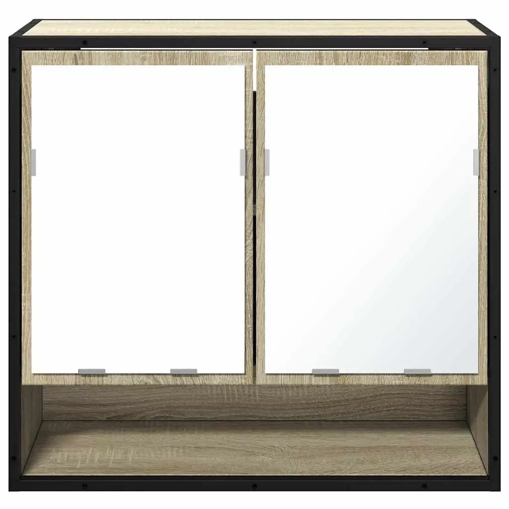 Bathroom Mirror Cabinet Wall-Mounted Storage Unit 65W x 20D x 60H cm Brown Engineered Wood