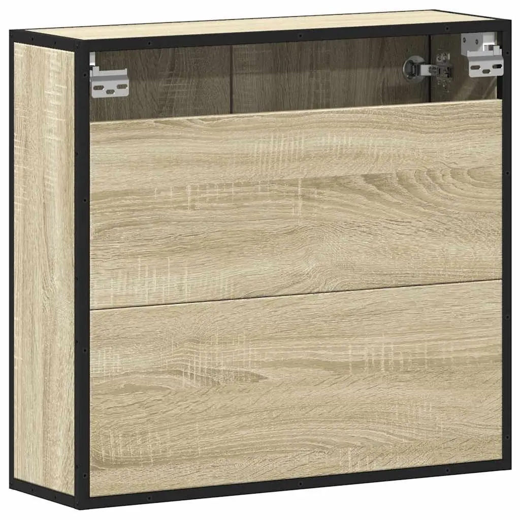 Bathroom Mirror Cabinet Wall-Mounted Storage Unit 65W x 20D x 60H cm Brown Engineered Wood