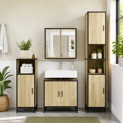 Reliable Brown Bathroom Sink Cabinet with Ample Storage