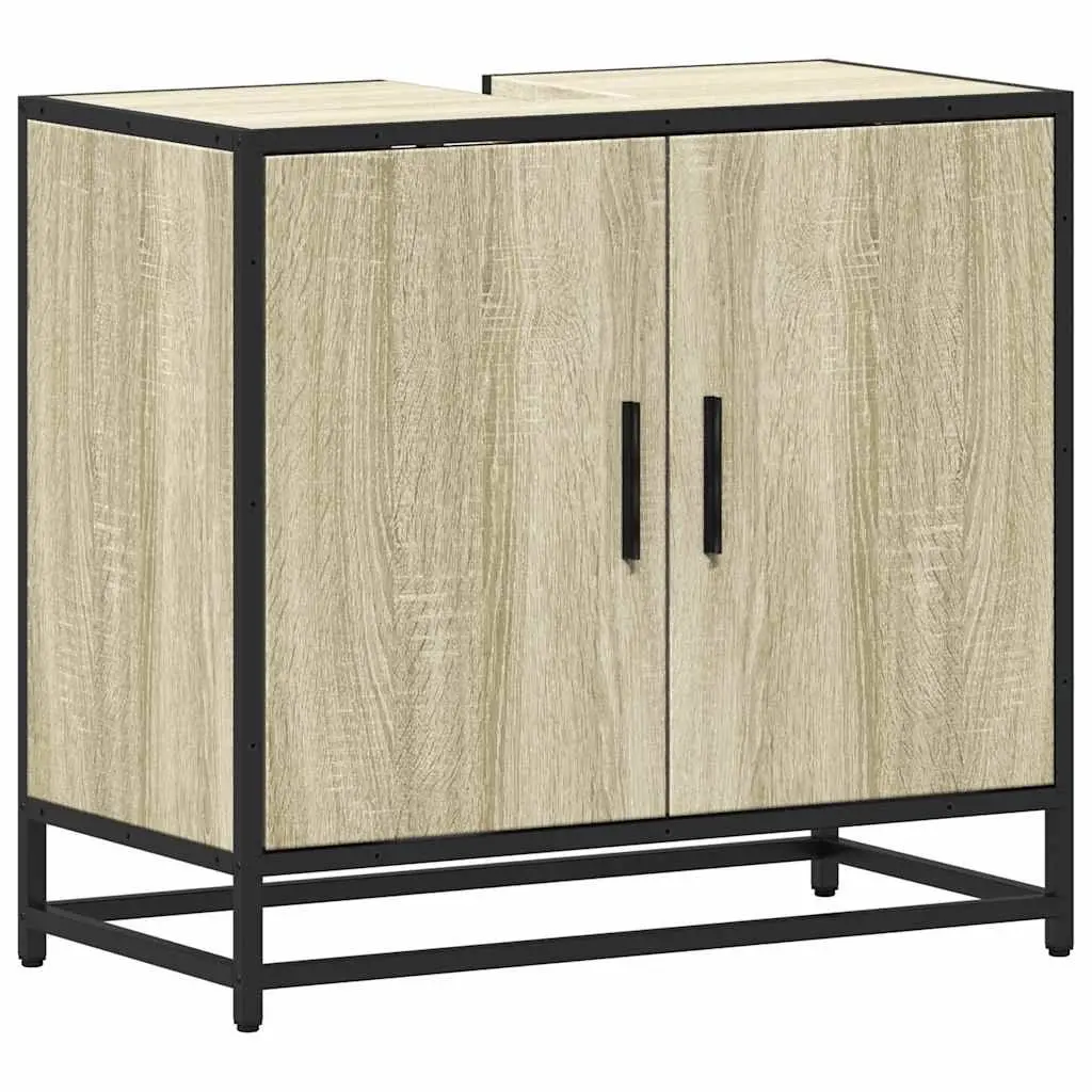 Bathroom Sink Cabinet Engineered Wood Storage Brown 65x33x60cm
