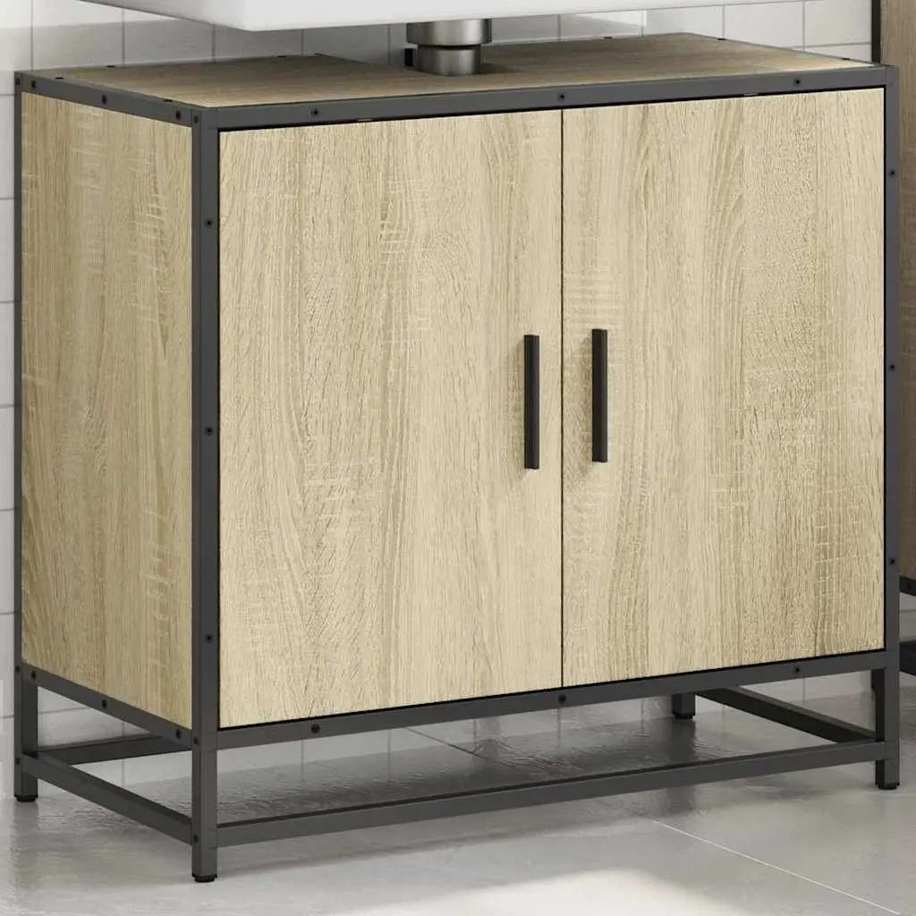 Bathroom Sink Cabinet Engineered Wood Storage Brown 65x33x60cm