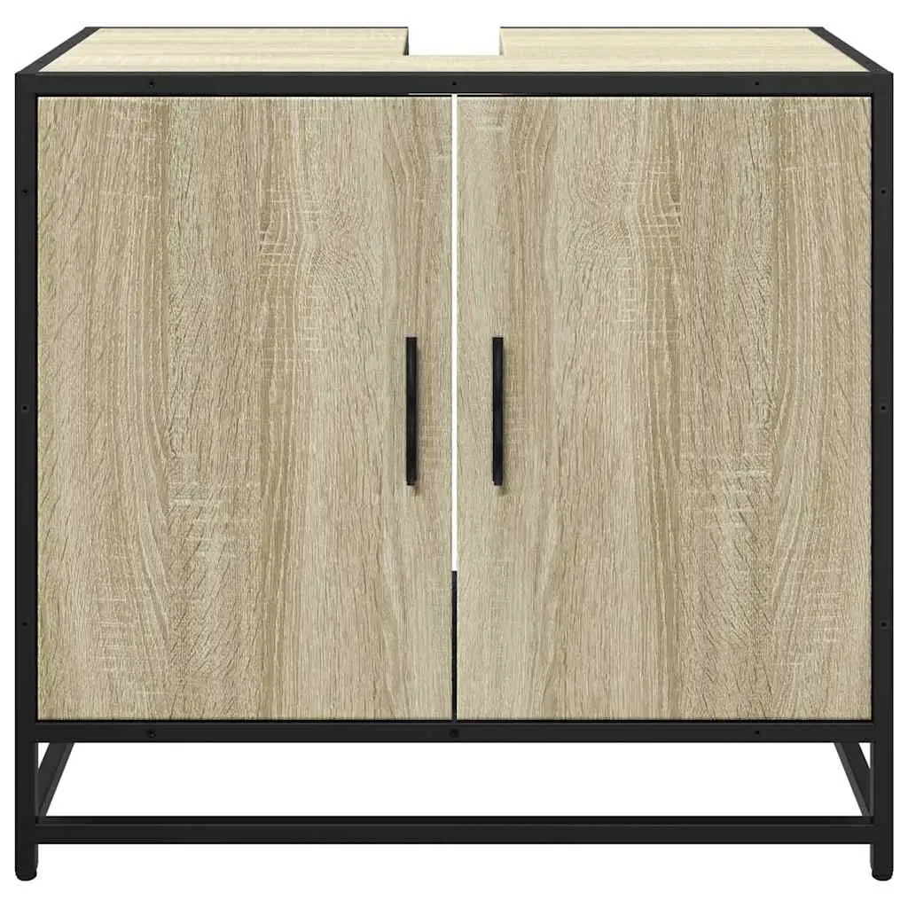 Bathroom Sink Cabinet Engineered Wood Storage Brown 65x33x60cm