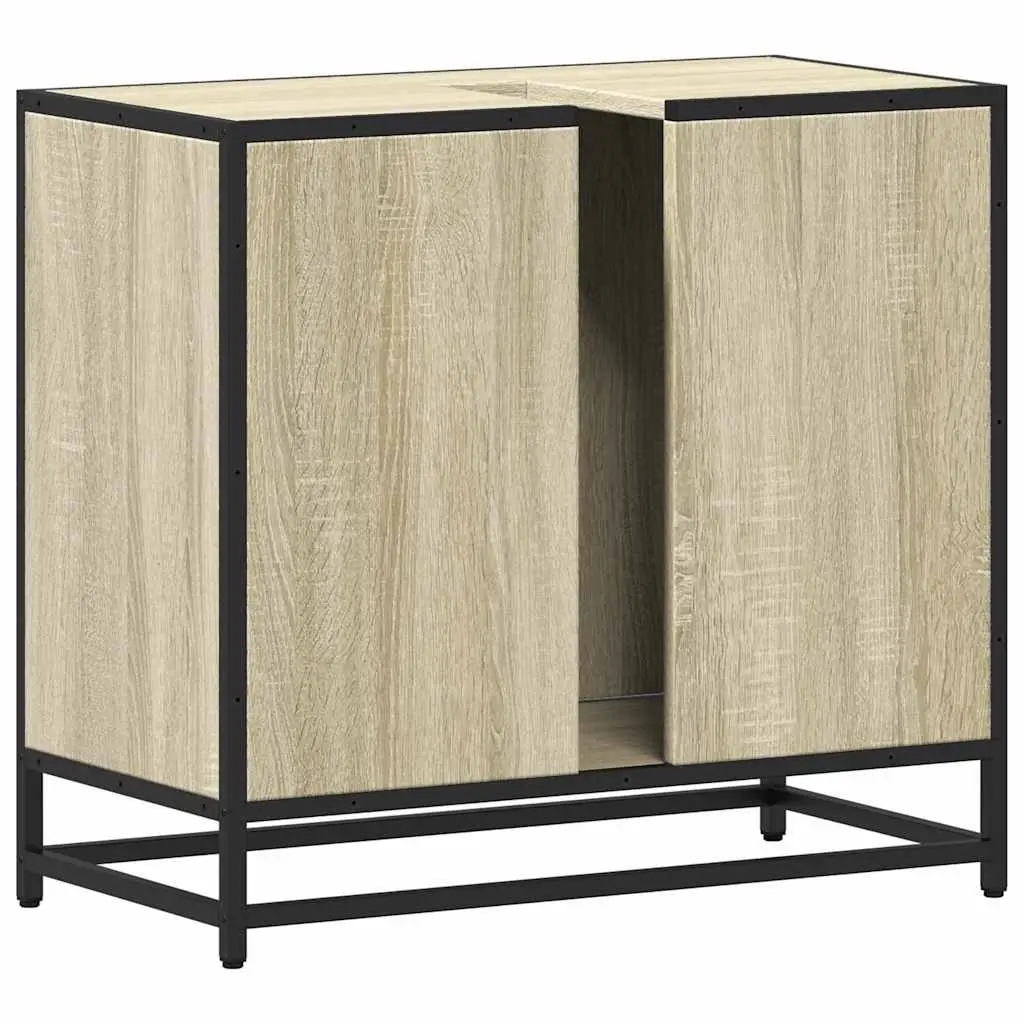 Bathroom Sink Cabinet Engineered Wood Storage Brown 65x33x60cm