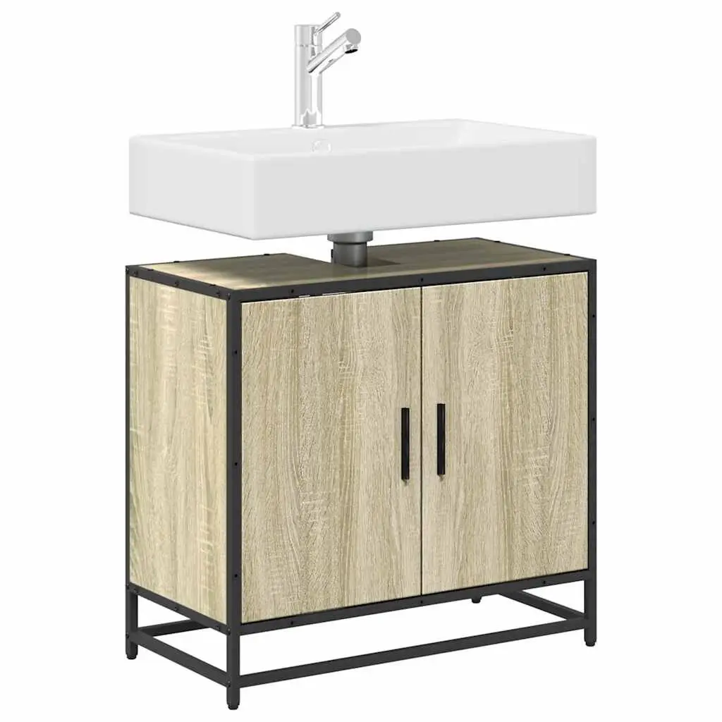 Bathroom Sink Cabinet Engineered Wood Storage Brown 65x33x60cm