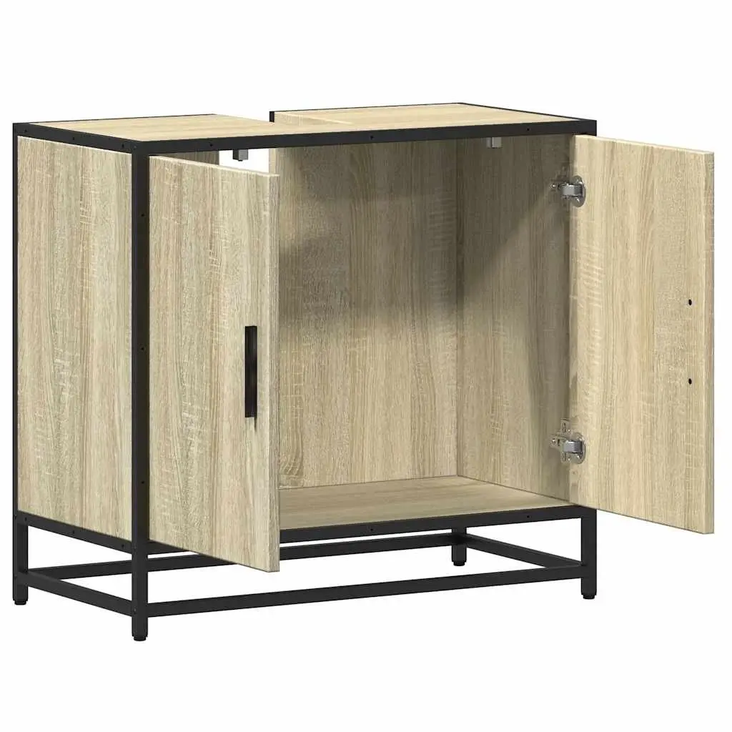 Bathroom Sink Cabinet Engineered Wood Storage Brown 65x33x60cm