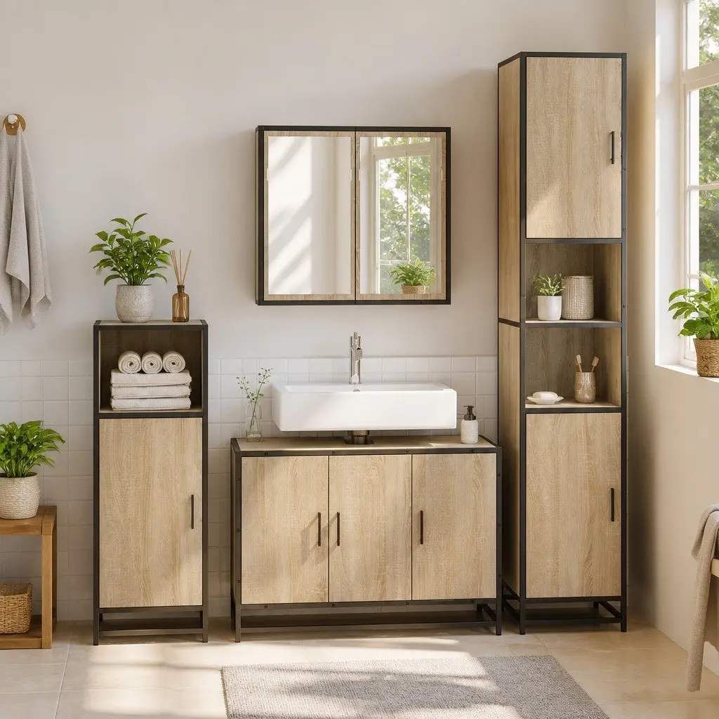 Bathroom Sink Cabinet Storage 90x33x60cm Brown Engineered Wood