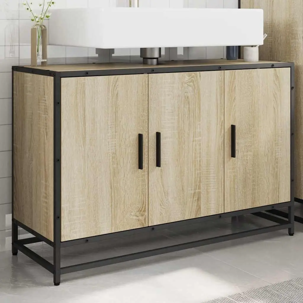 Bathroom Sink Cabinet Storage 90x33x60cm Brown Engineered Wood