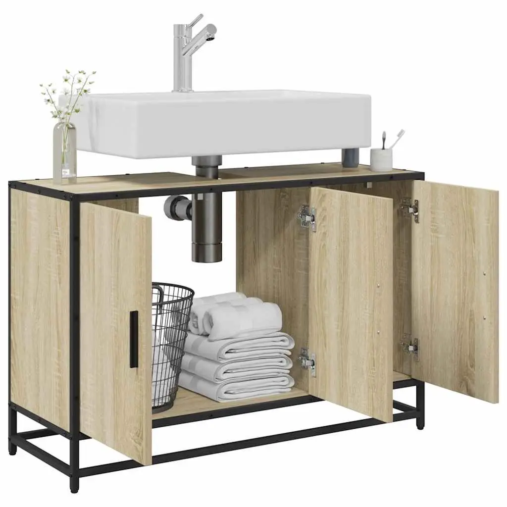 Bathroom Sink Cabinet Storage 90x33x60cm Brown Engineered Wood