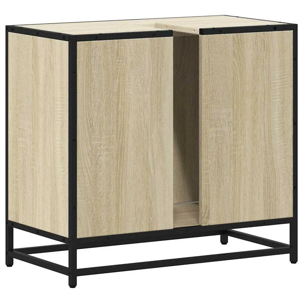 Bathroom Sink Cabinet Storage 65x33x60 cm Brown Engineered Wood Vanity Unit