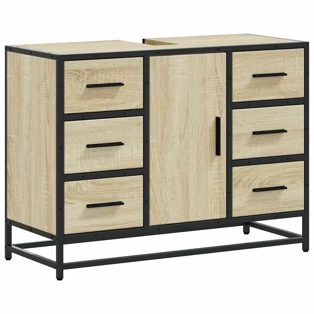 Bathroom Sink Cabinet Engineered Wood Storage 80x33x60cm Brown