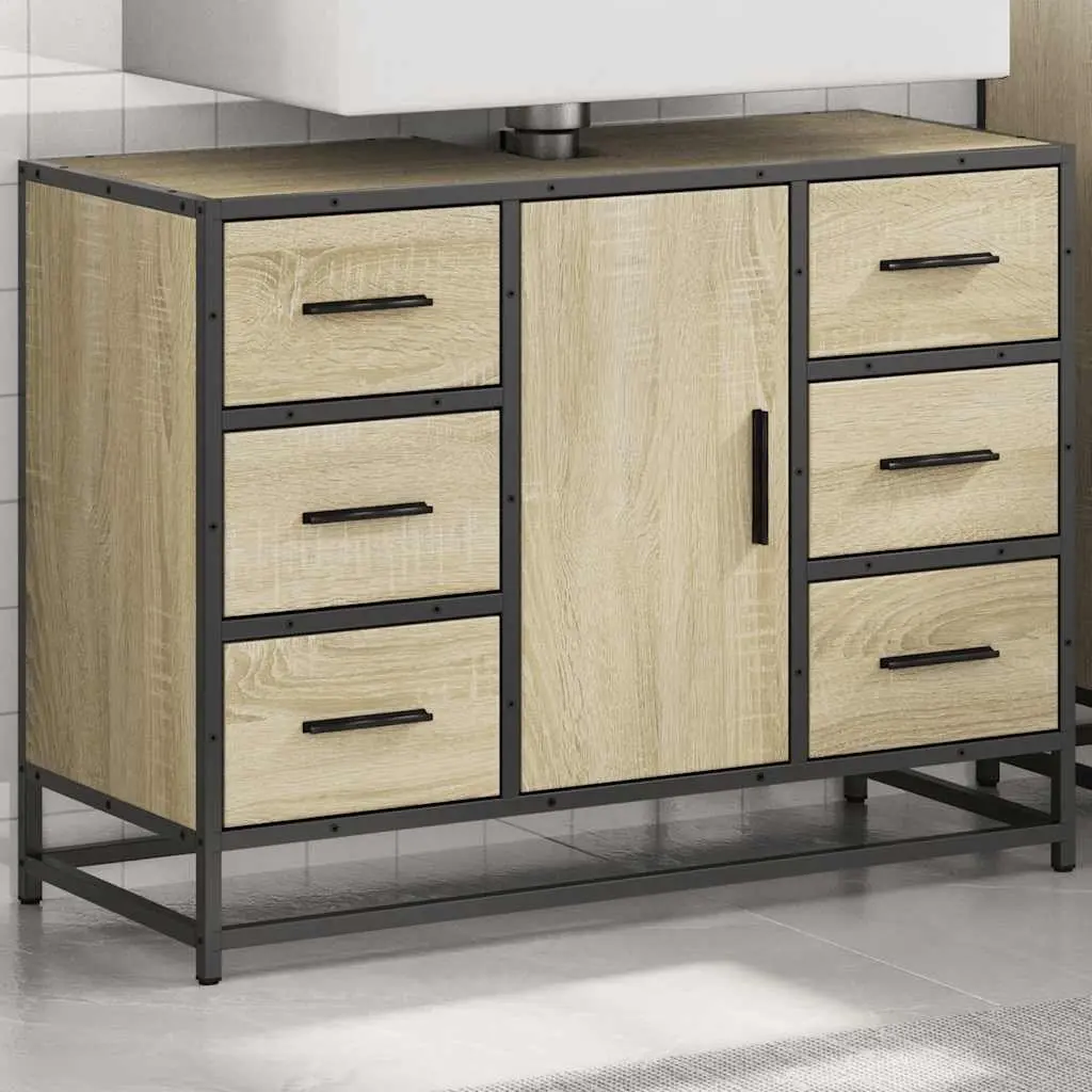 Bathroom Sink Cabinet Engineered Wood Storage 80x33x60cm Brown