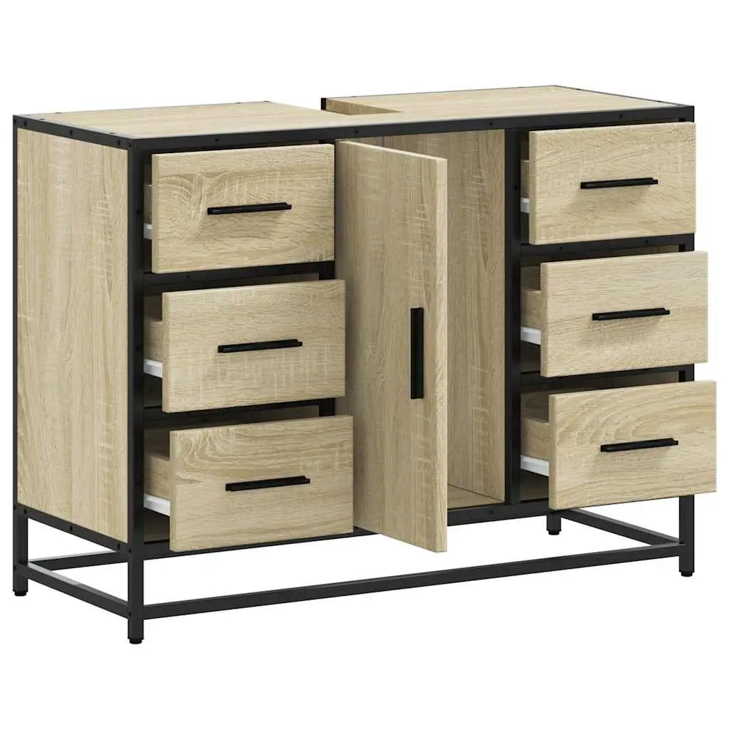 Bathroom Sink Cabinet Engineered Wood Storage 80x33x60cm Brown