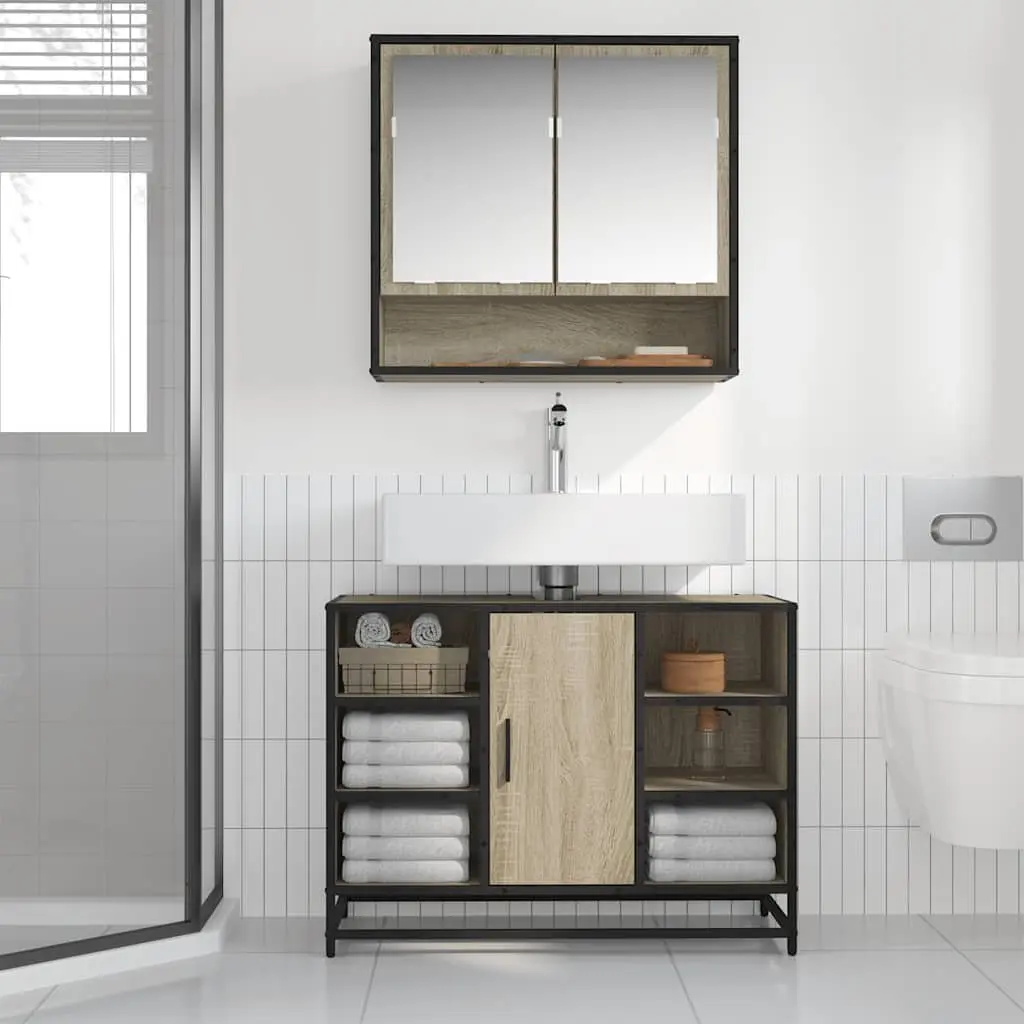 Bathroom Sink Cabinet Engineered Wood Storage 80x33x60 cm Brown
