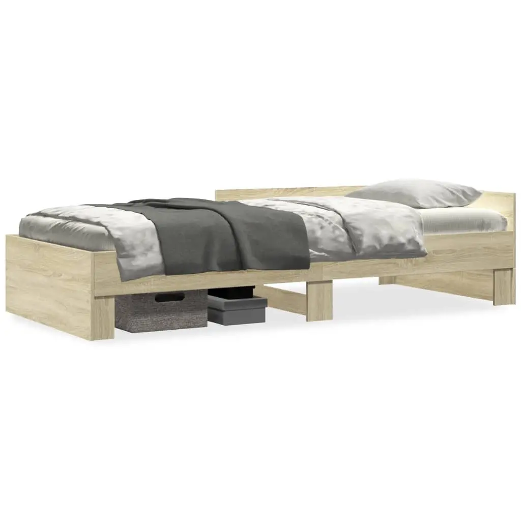 Bed Frame 90x190 cm Sonoma Oak Engineered Wood Slatted Base Side Rails