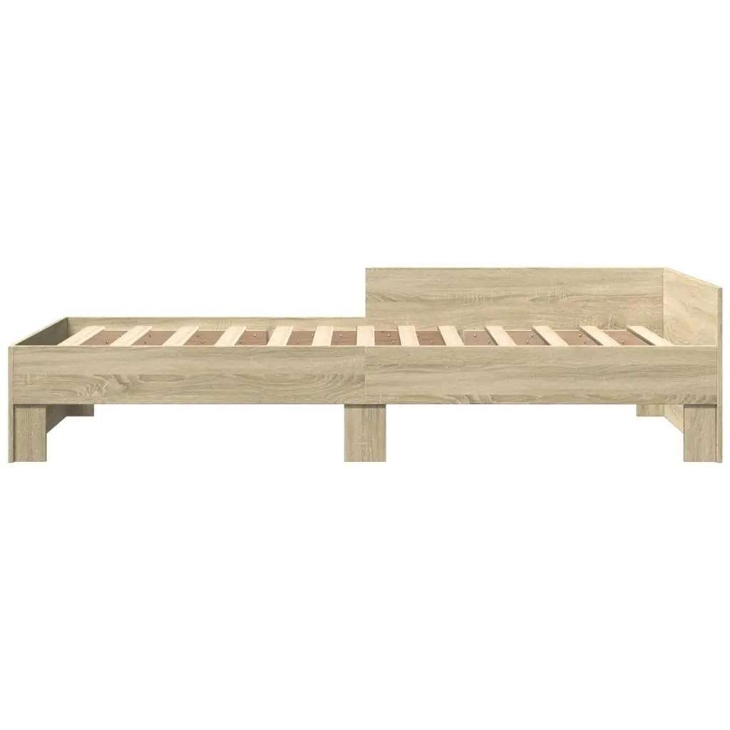 Bed Frame 90x190 cm Sonoma Oak Engineered Wood Slatted Base Side Rails