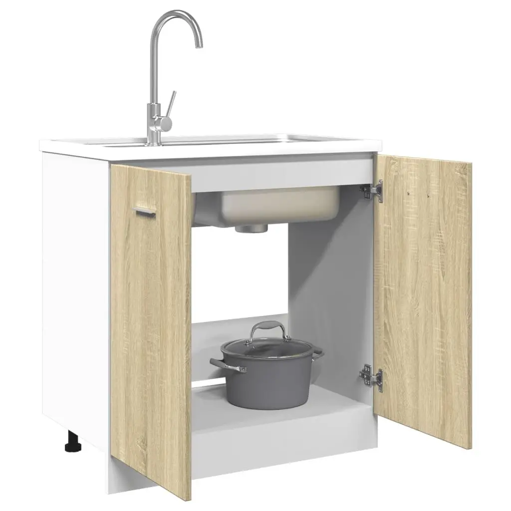 Bottom Kitchen Cabinet Storage Unit with Doors 80 x 46 x 81.5 cm Brown Sonoma Oak Engineered Wood