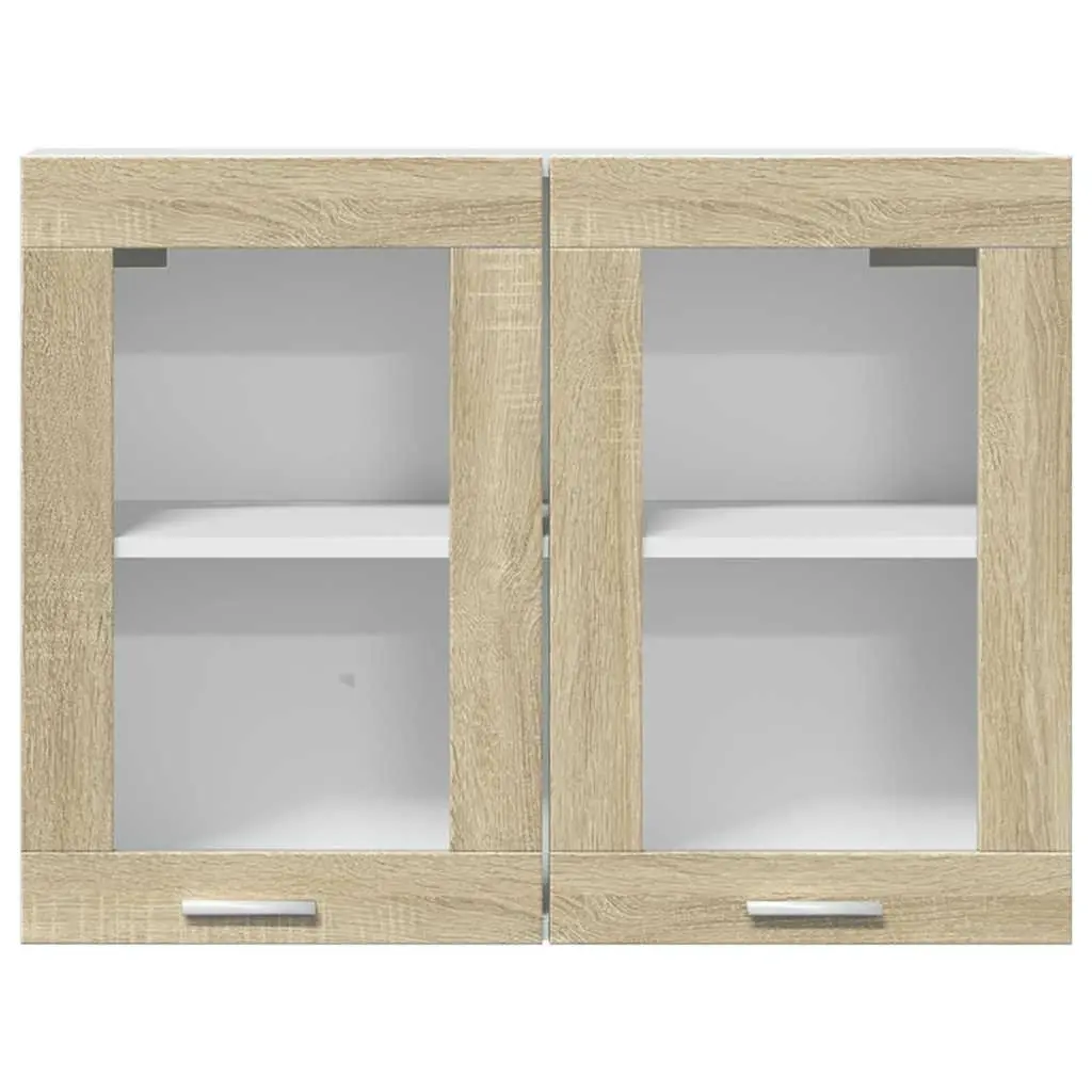 Hanging Glass Cabinet Kitchen Storage Wall Mounted 80x31x60cm Brown
