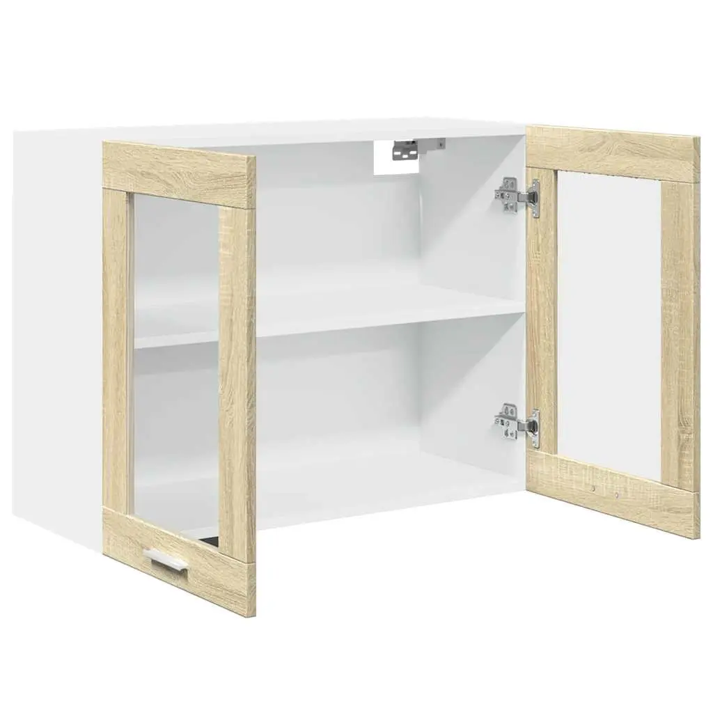 Hanging Glass Cabinet Kitchen Storage Wall Mounted 80x31x60cm Brown