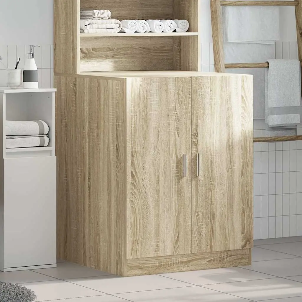 Washing Machine Cabinet Storage Unit Laundry Room Organizer 71cm Sonoma Oak