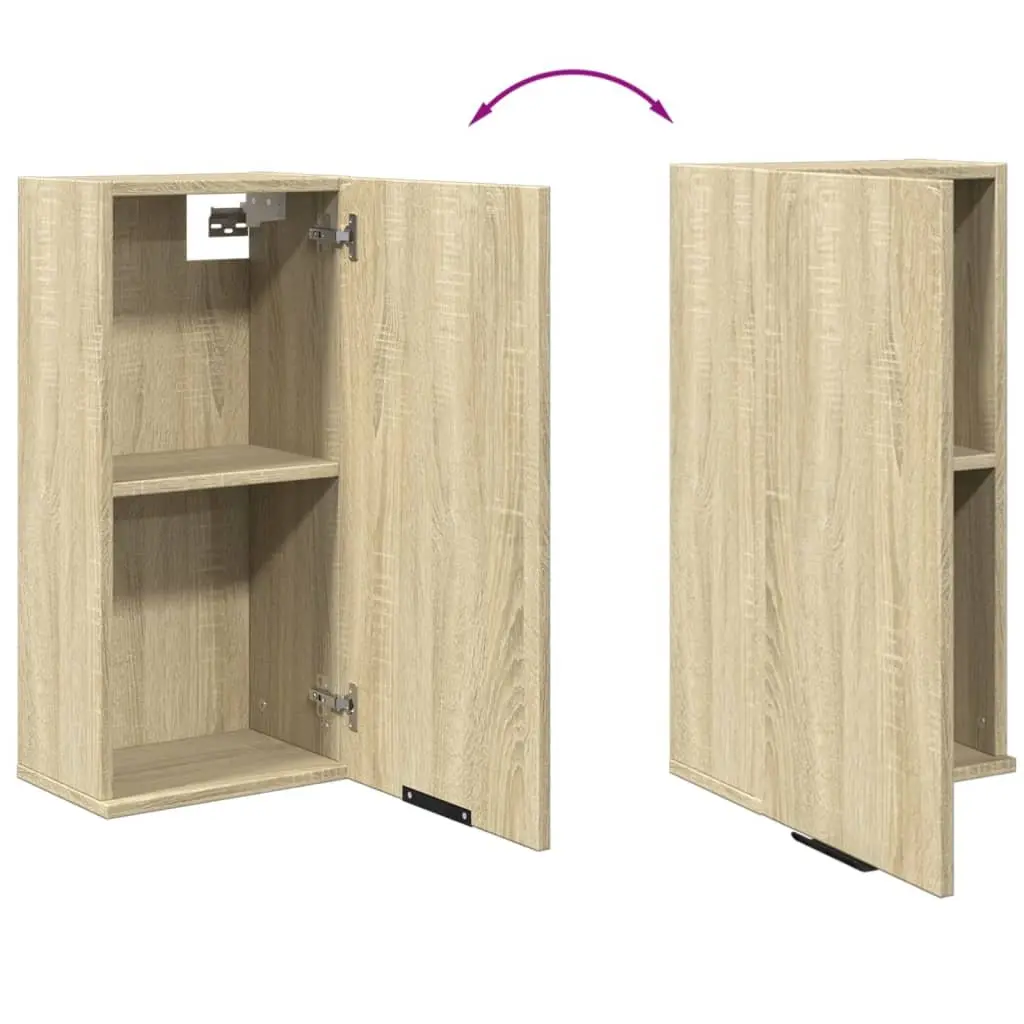 Bathroom Cabinet Wall-Mounted Storage Unit 32W x 20D x 67H cm Brown Sonoma Oak