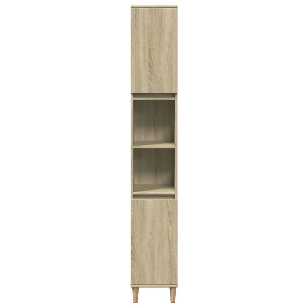 Bathroom Cabinet Storage Unit 30x30x190cm Sonoma Oak Engineered Wood