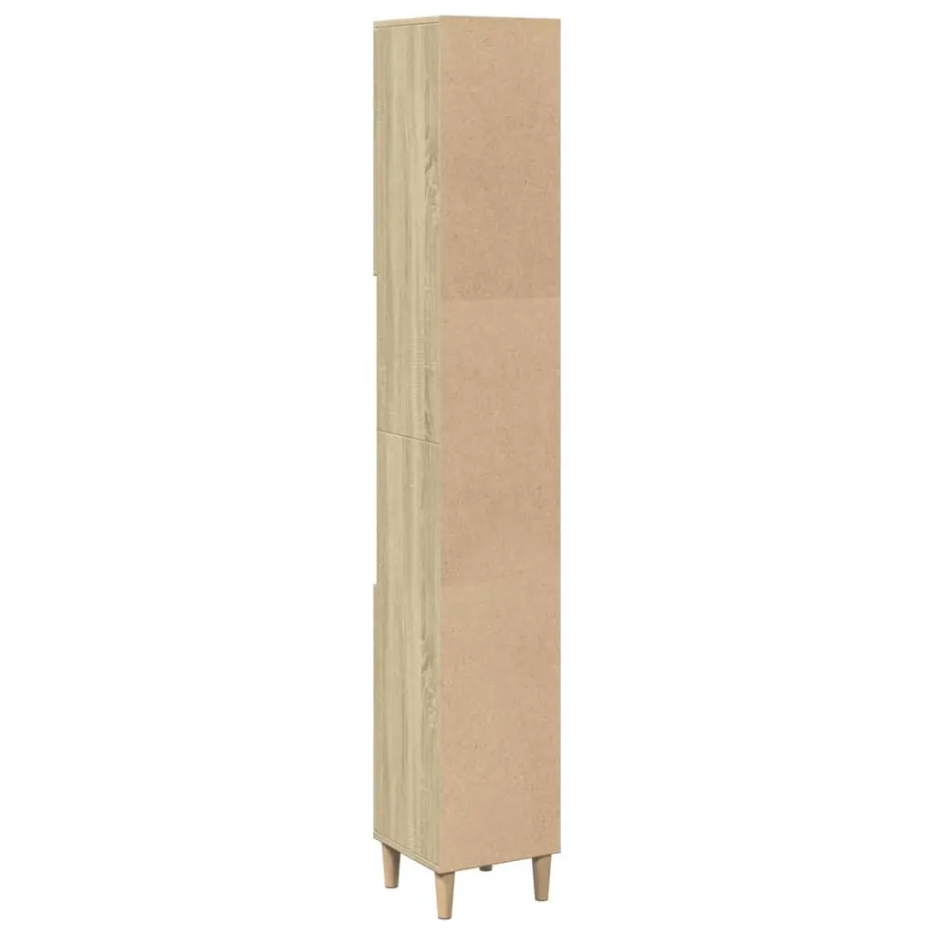 Bathroom Cabinet Storage Unit 30x30x190cm Sonoma Oak Engineered Wood