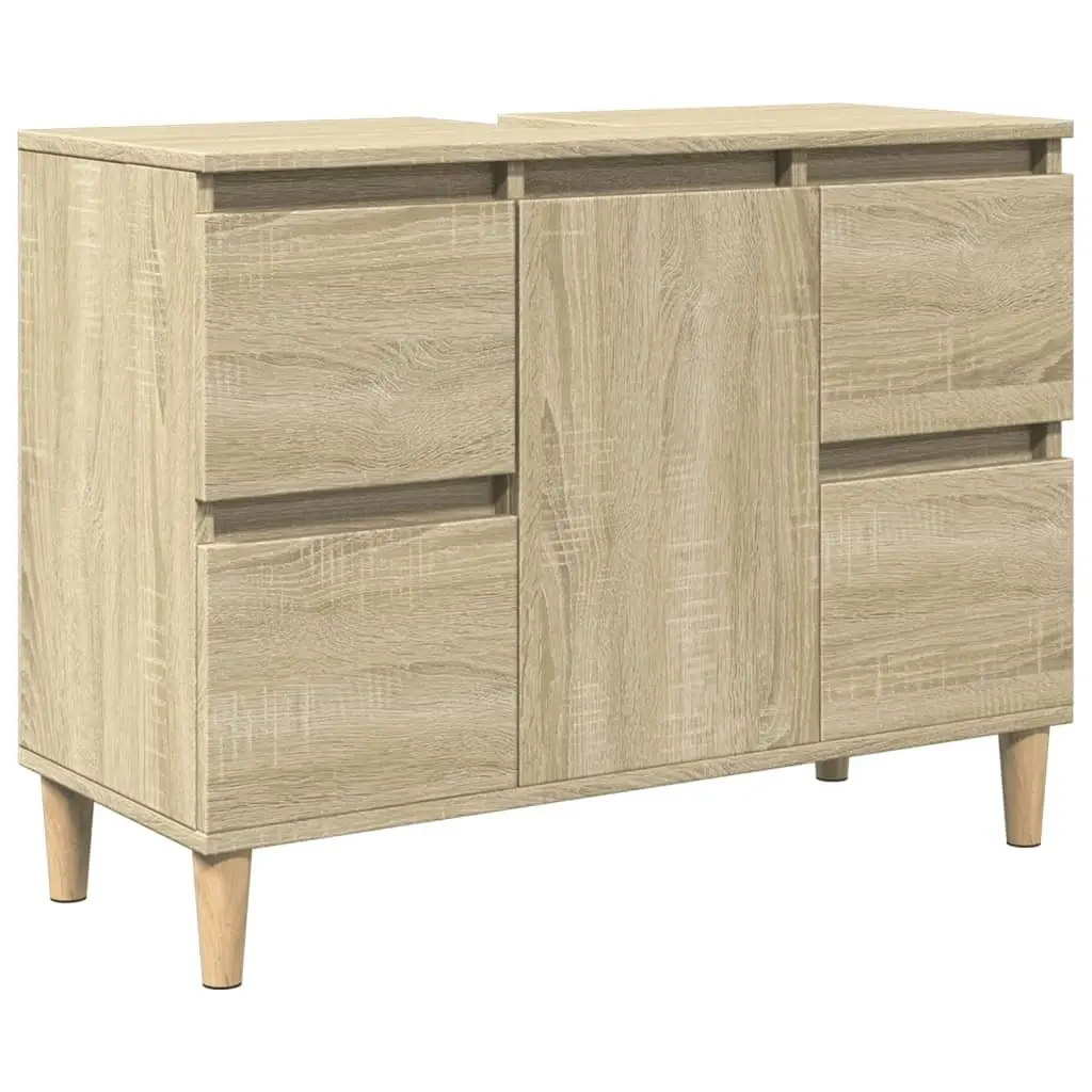 Bathroom Sink Cabinet Storage Unit 80x33x60cm Brown Vanity with Drawers and Compartment