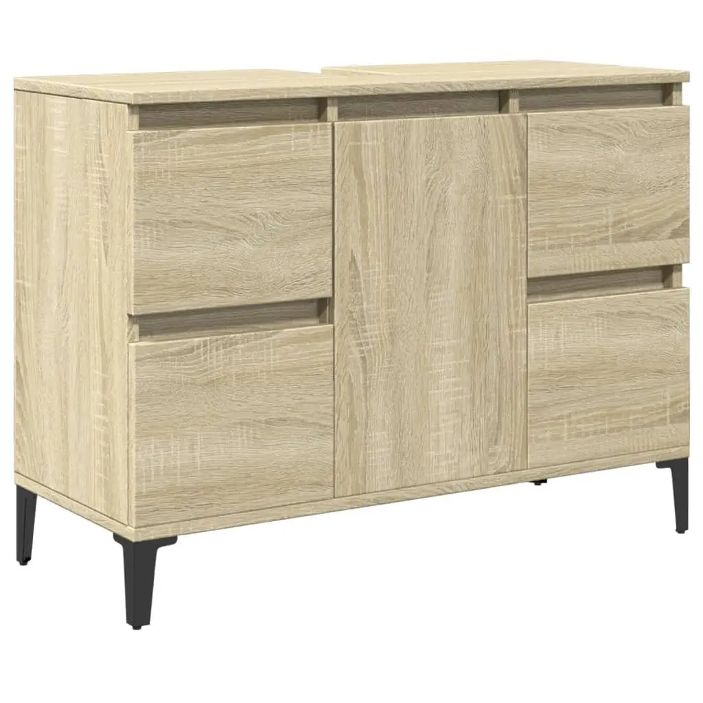Bathroom Sink Cabinet Vanity Unit Storage Drawers Door Compartment Brown 80W x 33D x 60H cm