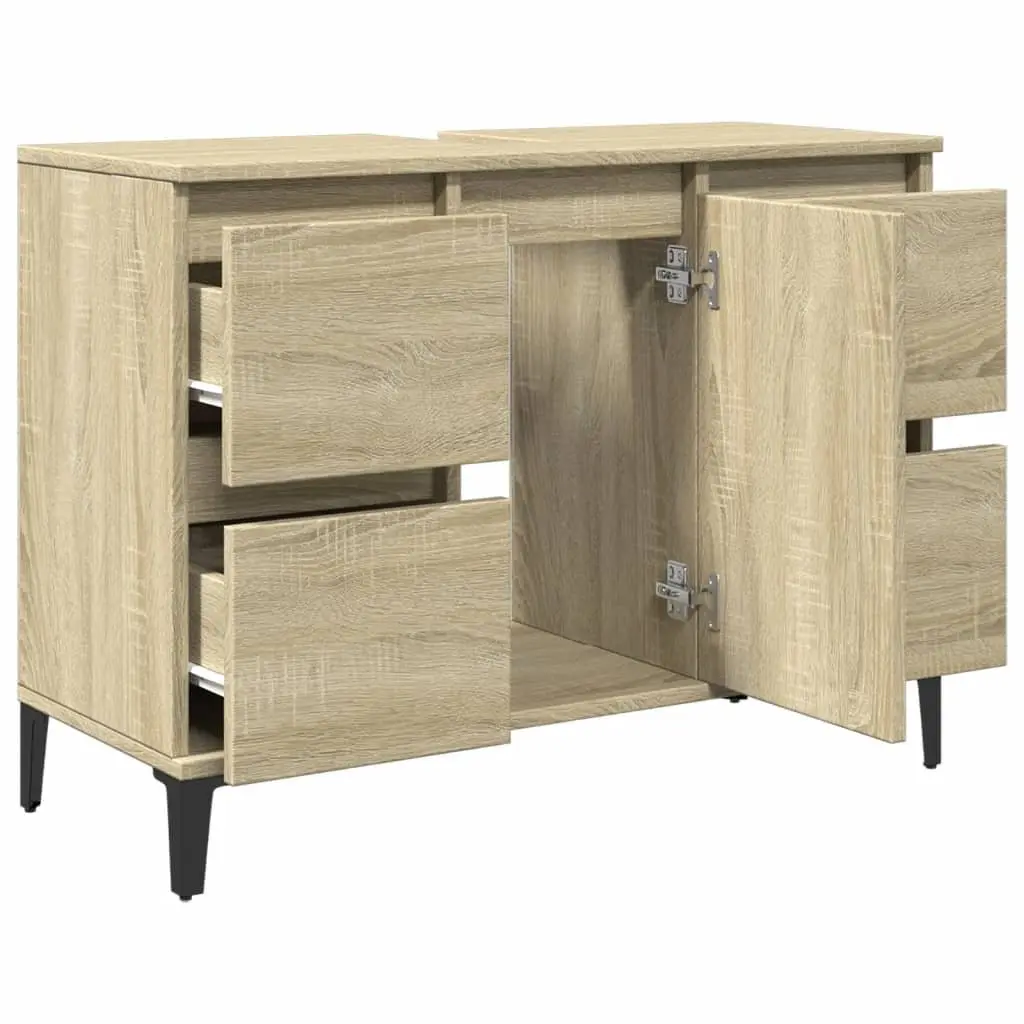 Bathroom Sink Cabinet Vanity Unit Storage Drawers Door Compartment Brown 80W x 33D x 60H cm