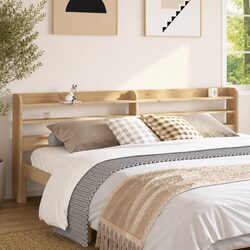 Warm Brown Pine Headboard with Convenient Shelves 180 cm