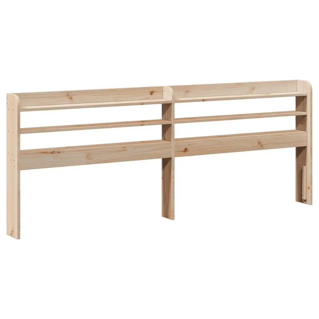 Headboard with Storage Shelves 180 cm Solid Wood Pine Brown Bedroom Furniture