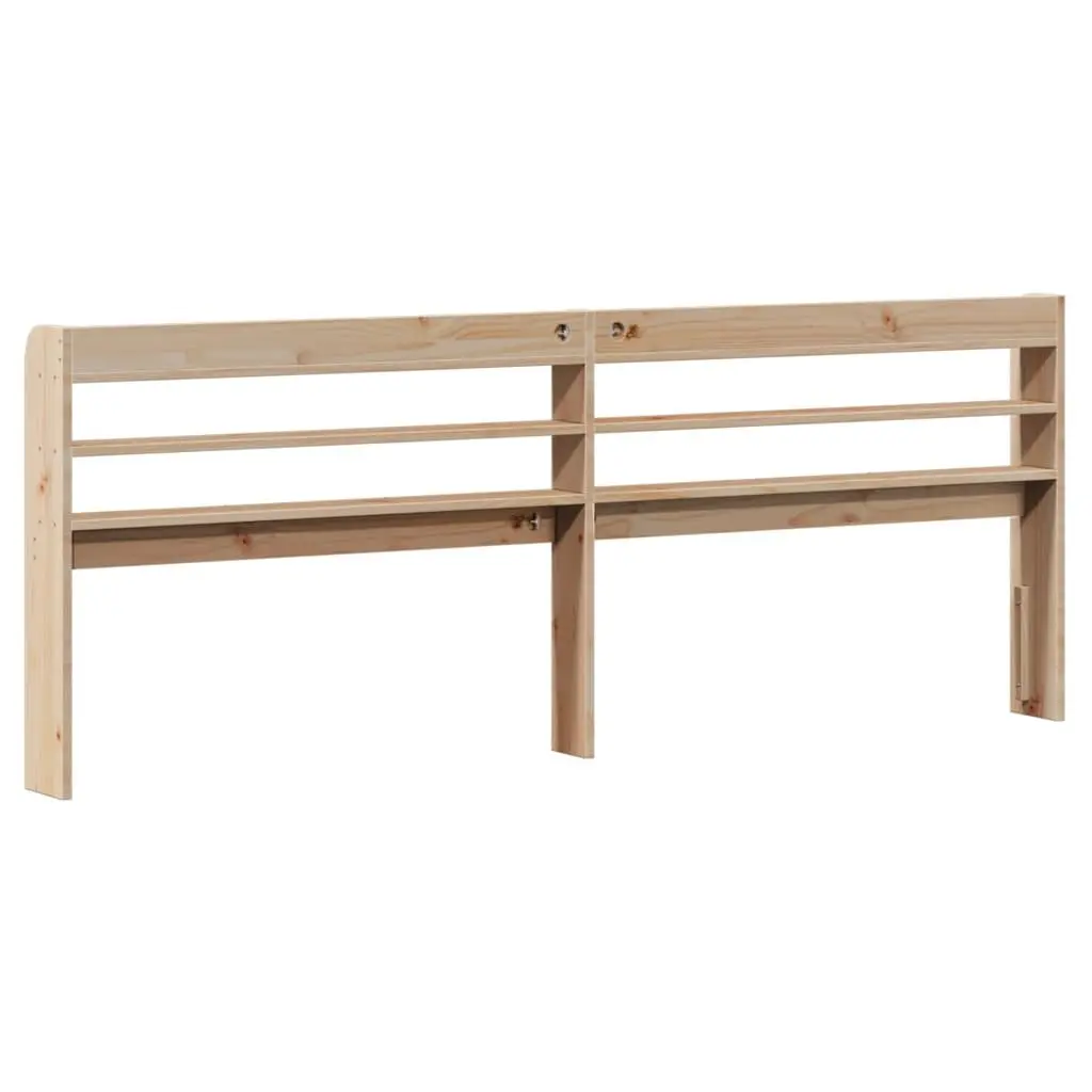 Headboard with Storage Shelves 180 cm Solid Wood Pine Brown Bedroom Furniture
