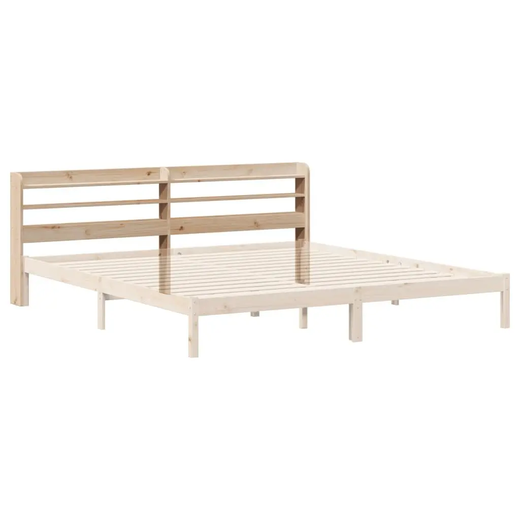 Headboard with Storage Shelves 180 cm Solid Wood Pine Brown Bedroom Furniture