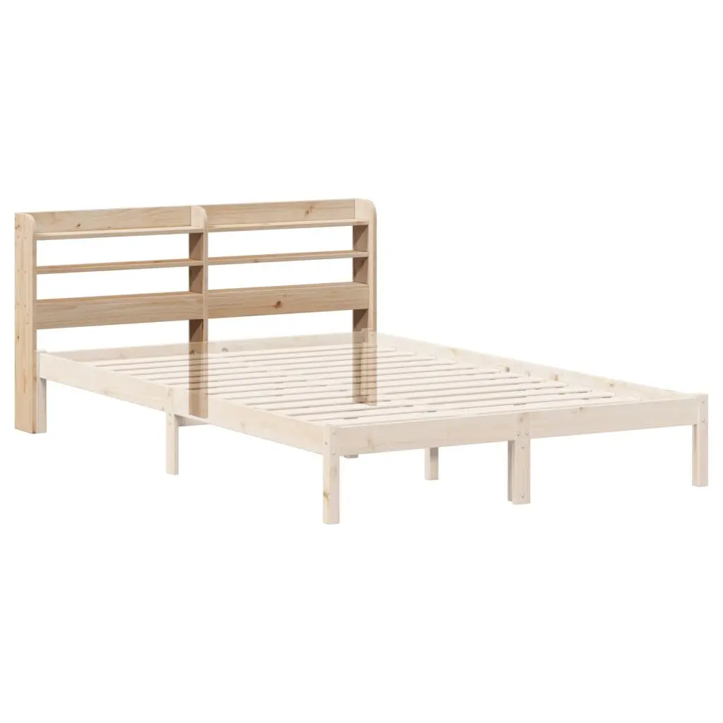 Headboard with Storage Shelves 135cm Bedroom Furniture Solid Wood Pine Brown